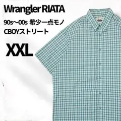 90s ~00s Wrangler リアータチェックシャツ希少 半袖 3XL