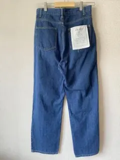 フラッシャー付き センタータック ストレートデニムパンツ M