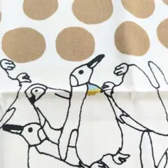 水玉ペンギン柄ツイル生地 ハギレ 65cm×50cm