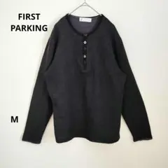 FIRST PARKING ダークグレー ヘンリーネック カットソー メンズ M
