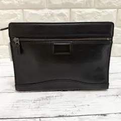 【美品】POLO FIELD／ポロフィールド　クラッチバッグ　レザー　ブラック