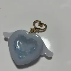 レジン ハンドメイド シャカシャカ シェイカー ハート型 天使の羽 水色