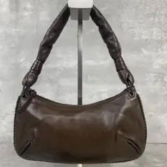 美品✨ ボッテガ アクセサリーポーチ ハンドバッグ オールレザー ブラウン