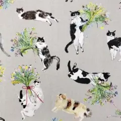 [no.4169]☆セール☆猫と花束 ペーパーメッセージ 生地＊