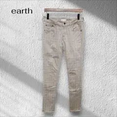 アース earth スキニーパンツ【L】グレー チェック柄 ストレッチ