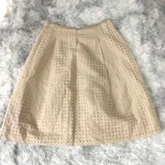 美品✨【NEW YORKER】ベージュ チェック柄 フレアスカート (M) 綿混