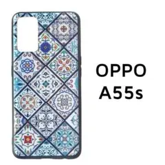 OPPO A55s 5G カバー ブルー タイル 青