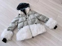 モンクレール◆ファー ダウンコート◆グレージュ◆1