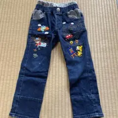 刺繍入りダークブルーパンツ 100cm