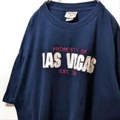 TCXアパレル プロパティオブラスベガス 刺繍 Tシャツネイビー紺色XL古着