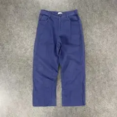 日本製 Plantation 綿/麻 ワイドパンツ インディゴ ウエストゴム入り