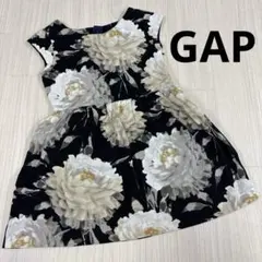 GAP kids 黒白花柄ノースリーブワンピース フラワー