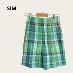 SIM ショートパンツ チェック柄 Mサイズ 麻 涼しい 夏
