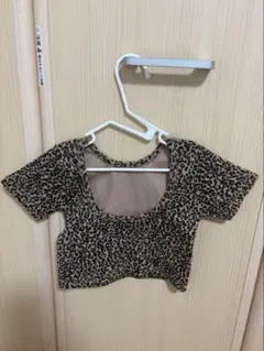 anonbaby back open tee 90サイズ　ブラウンレオパード