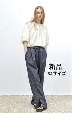 新品　florent 8.5oz ワイドデニムパンツnavy