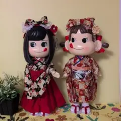 ペコちゃん人形　あっちゃん人形　着物　袴　２体セット