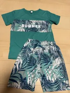 男の子 セットアップ サマーTシャツとリーフ柄ショートパンツセット