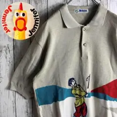 【レトロ古着】 メンズ 90s ポロシャツ ニット ゴルフ柄 希少 昭和アイテム