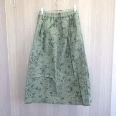 ジャンニロジュディチェ スカート ひざ丈スカート フレア グリーン 綿 S