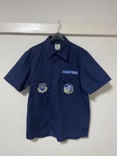 U.S. AIR FORCE 半袖シャツ　ネイビー　ミリタリー　古着　エンブレム