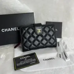 CHANEL キルティング 二つ折り財布 ブラック