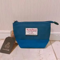 ハリスツイード　Harris Tweed コスメポーチ青/新品未使用/しまむら