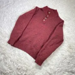L.L.bean エルエルビーン ニット ランバスウール ボタン留め レッド