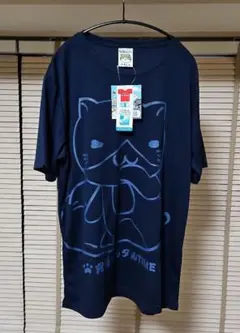 ねこぶちさん 猫渕さん 半袖 Tシャツ ネイビー 紺 LL 吸汗速乾