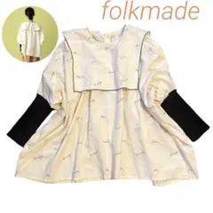 folkmade♡フォルクメイド こどもビームス ロングシャツ 刺繍