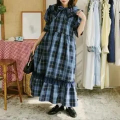 Kutir クティールとレトロ ビッグ襟チュールフリルティアードワンピース