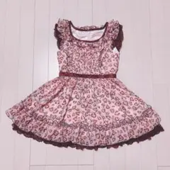 バナナチップス　半袖　ワンピース　レオパード　ヒョウ柄　ピンク　130