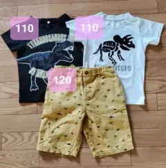キッズ 恐竜 Tシャツ ハーフパンツ 3枚セット 110 120