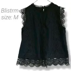 【Blistorm】総レースノースリーブトップス M ブラック 大人フェミニン