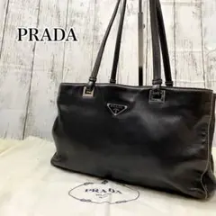 美品✨PRADA プラダ ハンドバッグ オールレザー 三角プレート 金具
