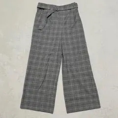 グラシア ハニーズ◇ワイドパンツ ベルト付き チェック柄 カジュアル フレア M