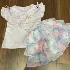 【mezzo piano】ミルキーウェイ　　　セットアップ　tシャツ　キュロット