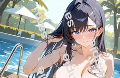 a4ポスター　AIイラスト 美女 アニメ　アート清楚可愛い　女の子　水着　清楚