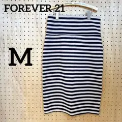 【FOREVER 21】ストレッチ タイトスカート M ベージュ×黒ボーダー
