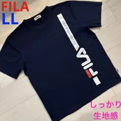 FILA フィラ　メンズ　ビッグロゴ　半袖　シャツ　Tシャツ　ネイビー　LL