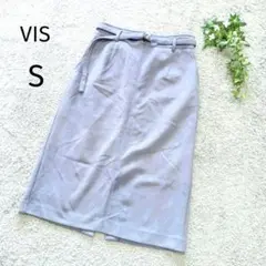 ☆ビス　VIS　タイトスカート　ミモレ丈　スエード調　ストレッチ　S　3923