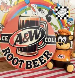 ルートビア㉔　A&W ブリキ看板　アメリカン雑貨　看板　アメリカンガレージ