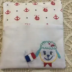 刺繍　グラス　コースター　ハンドメイド　刺繍　羊さん　薄地　オリジナル　コップ