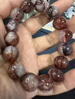 赤字値下げ！高品質！ライモナイトインクォーツ赤天然水晶ビーズブレスレット