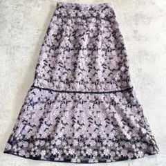 ✨極美品✨【トッカ】ロングスカート　Aライン　刺繍　花柄　チュール　サイズ0