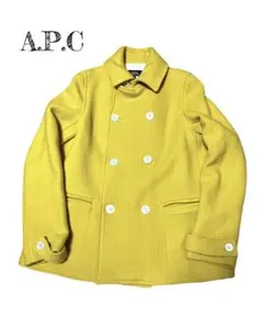 美品☆A.P.C アーペーセー ウールPコート 鮮やかイエロー パール調ボタン