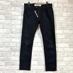 エイプリル77 スキニーパンツ M ブラック ジッパー 個性的 ロック パンク