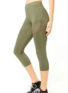 ①①採寸済）サイドメッシュ　モスグリーン系♡forever21 ヨガ　レギンス