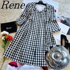 【良品】Rene ギンガムチェックワンピース TISSUE カメリア 36