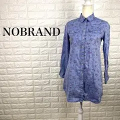 ◯ノーブランド 長袖シャツ ロングシャツ 花柄 総柄 コットン100% M