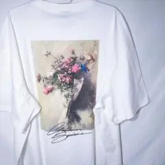 新品 Tシャツ 4L 花束 絵画 バックプリント ルーズフィット H&M 半袖